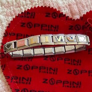 Zoppini Stainless Steel 'LIV' Link Bracelet with Charms